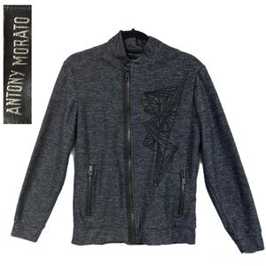 Antony Morato Men’s Charcoal Zip-Up Jacket • Geometric Graphic • Size Medium